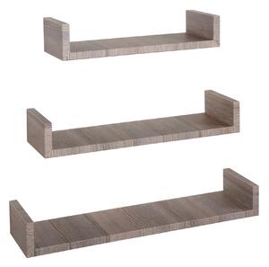 Set 3 Mensole da Parete 60-50-40x15,5x8 cm in Fibra di Legno Calamita Rovere Moka