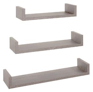 Set 3 Mensole da Parete 60-50-40x15,5x8 cm in Fibra di Legno Calamita Rovere Grigio New