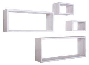 Set 3 Mensole Cubo da Parete Quadrato e Rettangolare in Fibra di Legno Merlino Rovere Imperiale