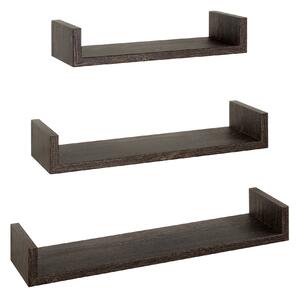 Set 3 Mensole da Parete 60-50-40x15,5x8 cm in Fibra di Legno Calamita Rovere Scuro