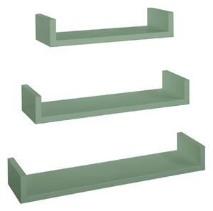 Set 3 Mensole da Parete 60-50-40x15,5x8 cm in Fibra di Legno Calamita Verde A. MARINA