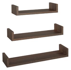 Set 3 Mensole da Parete 60-50-40x15,5x8 cm in Fibra di Legno Calamita Noce Segato