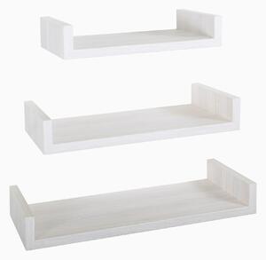 Set 3 Mensole da Parete 60-50-40x23,7x8 cm in Fibra di Legno Calamita Maxi Rovere Sbiancato