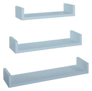 Set 3 Mensole da Parete 60-50-40x15,5x8 cm in Fibra di Legno Calamita Blu Baltico