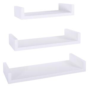 Set 3 Mensole da Parete 60-50-40x23,7x8 cm in Fibra di Legno Calamita Maxi Bianco
