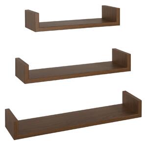 Set 3 Mensole da Parete 60-50-40x15,5x8 cm in Fibra di Legno Calamita Rovere Tabacco