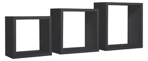 Set 3 Mensole da Parete Cubo in Fibra di Legno Incubo Nero