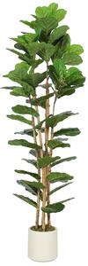 HOMCOM Albero Artificiale di Ficus Lyrata, Pianta Artificiale con 91 Foglie, Tronco in Legno Massiccio, Vaso, 55x55x180 cm, Verde | Aosom Italy