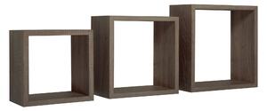 Set 3 Mensole da Parete Cubo in Fibra di Legno Incubo Noce