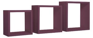 Set 3 Mensole da Parete Cubo in Fibra di Legno Incubo Viola Melanzana