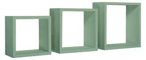 Set 3 Mensole da Parete Cubo in Fibra di Legno Incubo Verde Acqua Marina