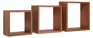 Set 3 Mensole da Parete Cubo in Fibra di Legno Incubo Ciliegio
