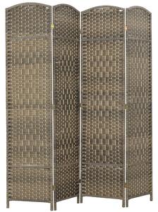 HOMCOM Paravento Interno in Legno 4 Pannelli, Separatore di Ambiente Pieghevole, per Salotto e Camera, 180x180 cm, Rovere Scuro | Aosom Italy
