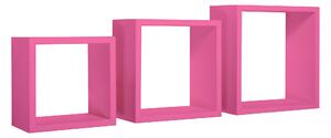 Set 3 Mensole da Parete Cubo in Fibra di Legno Incubo Fuxia