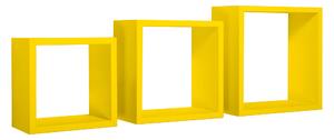 Set 3 Mensole da Parete Cubo in Fibra di Legno Incubo Giallo Canarino