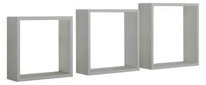 Set 3 Mensole da Parete Cubo in Fibra di Legno Incubo Slim Grigio Sasso