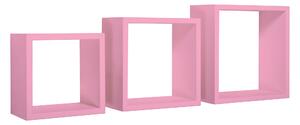 Set 3 Mensole da Parete Cubo in Fibra di Legno Incubo Rosa Blush