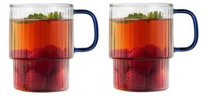 Tazze in set per cappuccino blu in vetro 2 pz 350 ml Livio – Vialli Design