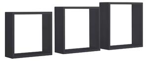 Set 3 Mensole da Parete Cubo in Fibra di Legno Incubo Slim Nero