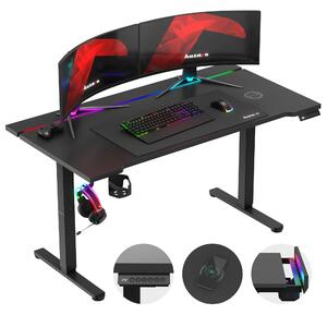 HUZARO Hero 8.7 RGB | Scrivania elettrica ergonomica con piano regolabile in altezza e illuminazione a LED | Nero