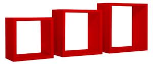 Set 3 Mensole da Parete Cubo in Fibra di Legno Incubo Rosso