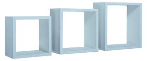 Set 3 Mensole da Parete Cubo in Fibra di Legno Incubo Blu Baltico