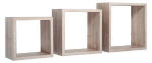 Set 3 Mensole da Parete Cubo in Fibra di Legno Incubo Rovere Sagerau