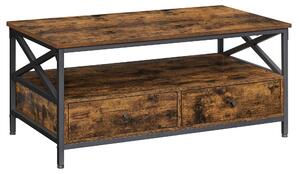 Tavolino Da Salotto - Leobert - Marrone Rustico/Nero - 100 X 55 X 45 Cm