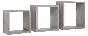 Set 3 Mensole da Parete Cubo in Fibra di Legno Incubo Rovere Grigio New