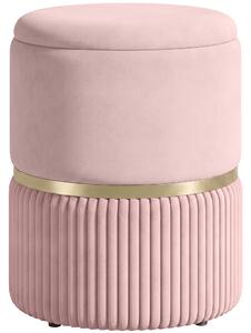 HOMCOM Pouf Poggiapiedi Contenitore in Velluto a Coste, per Soggiorno e Camera, 36x36x44 cm, Rosa | Aosom Italy