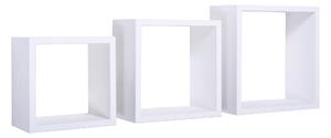 Set 3 Mensole da Parete Cubo in Fibra di Legno Incubo Bianco