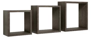 Set 3 Mensole da Parete Cubo in Fibra di Legno Incubo Rovere Scuro