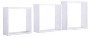 Set 3 Mensole da Parete Cubo in Fibra di Legno Incubo Slim Bianco