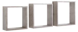 Set 3 Mensole da Parete Cubo in Fibra di Legno Incubo Slim Rovere Grigio New