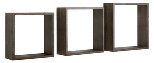 Set 3 Mensole da Parete Cubo in Fibra di Legno Incubo Slim Rovere Scuro