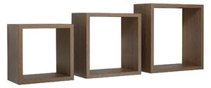 Set 3 Mensole da Parete Cubo in Fibra di Legno Incubo Rovere Tabacco