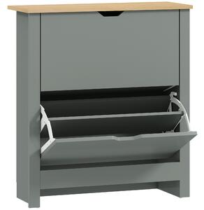 HOMCOM Scarpiera con 2 Scomparti Ribaltabili, Divisorio Regolabile per 8-12 Paia di Scarpe, 72x26x80 cm, Grigio Chiaro | Aosom Italy