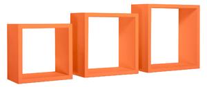 Set 3 Mensole da Parete Cubo in Fibra di Legno Incubo Arancio