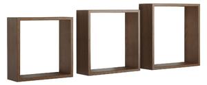 Set 3 Mensole da Parete Cubo in Fibra di Legno Incubo Slim Rovere Tabacco