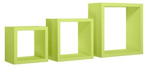Set 3 Mensole da Parete Cubo in Fibra di Legno Rubic Verde