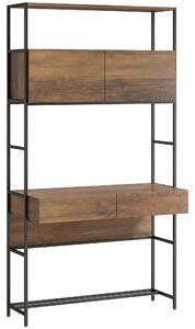 HOMCOM Scrivania per Computer con Scaffali e 2 Cassetti per Casa e Ufficio, 100x45x185 cm, Effetto Legno Marrone | Aosom Italy
