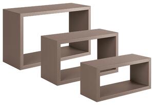 Set 3 Mensole da Parete Rettangolare in Fibra di Legno Trittico Marrone Talpa