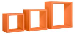 Set 3 Mensole da Parete Cubo in Fibra di Legno Rubic Arancio