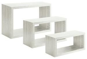 Set 3 Mensole da Parete Rettangolare in Fibra di Legno Trittico Rovere Sbiancato