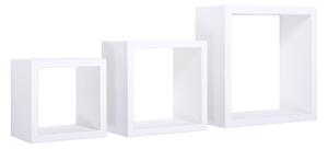 Set 3 Mensole da Parete Cubo in Fibra di Legno Rubic Bianco