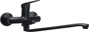 Wall-mounted washbasin mixer with extended spout - hose connection