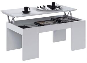 Tavolino Da Salotto Con Piano Elevabile 50x100x43 Cm Bianco Lucido