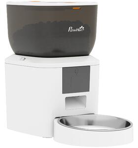 PawHut Distributore Automatico Cibo 4L per Gatti con WiFi 2,4G, App Controllo con Registratore 10s e Ciotola, Bianco | Aosom Italy