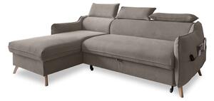 Divano letto angolare in velluto marrone chiaro (angolo sinistro) Sweet Harmony - Miuform