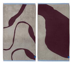 Set di asciugamani tipo terry burgundy/greige in cotone organico 2 pz 50x90 cm Nova Arte – Mette Ditmer Denmark